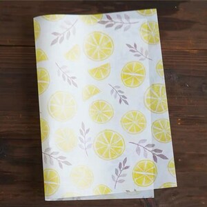 100 Sheets/50 Sheets of Wax Paper / Fruit Deli Print Wrap Paper for Cookies, Donuts, Bread, Cakes 14x10 / 7x7 Lemons-14x10"(100)