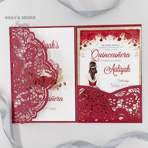 Gorgeous Red Sweet 15 Invitation Sweet 16 Invite XV Invitations Quince Invitation Mis Quince XV Invitacione{Free Infinite Design Before Pay}