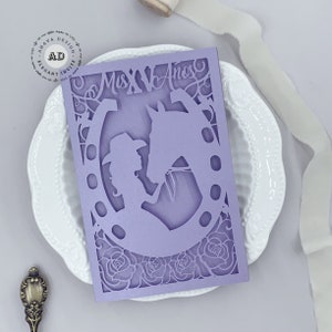 Aangepaste Violet Rapunzel Tangled Princess Sweet 15 Invite, Lavender Sweet 16 Girl Horse Laser Pocket {Gratis Oneindig Ontwerp Voor Betalen}