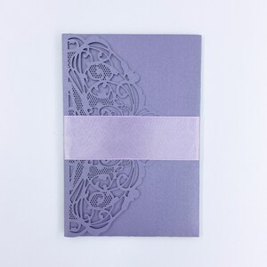 Elegante violett Laser geschnitten Hochzeitseinladung mit RSVP-Karte &Umschlag, Quinceanera süße sechzehn Einladung "Free Infinite Design vor dem Bezahlen"