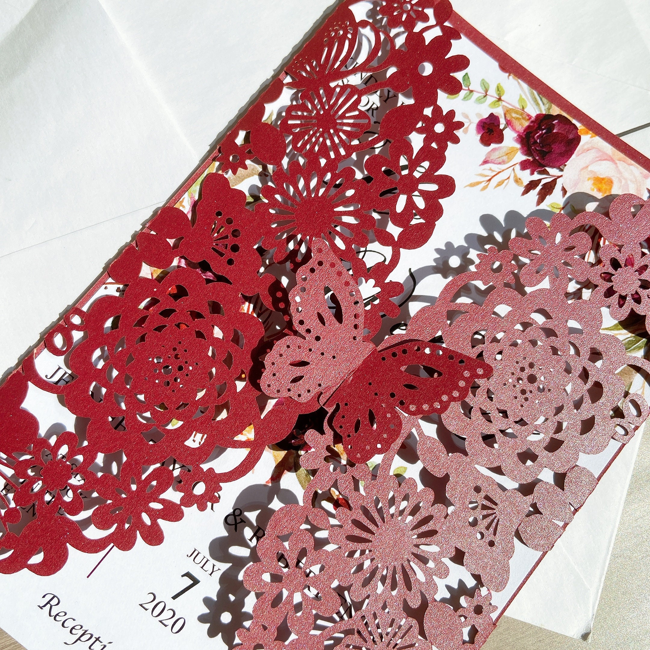 Burgundy Butterfly Laser Cut Invitation for Wedding and Quinceanera 15  Sweet Invitations, Free Design\u0026printing - Etsy, image size:2160x2160