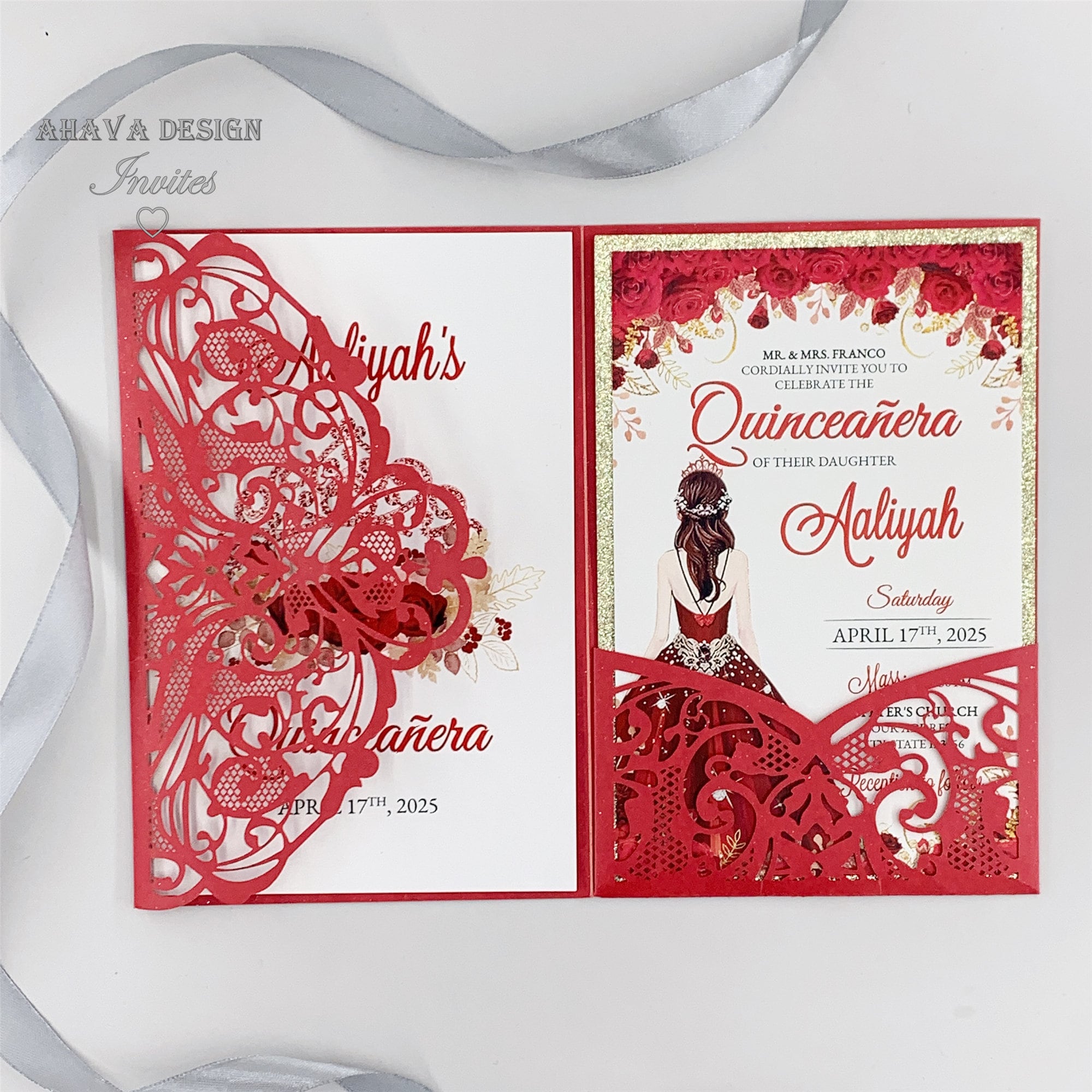 gorgeous-red-quinceanera-invites-sweet-16-invite-xv-invitation-etsy