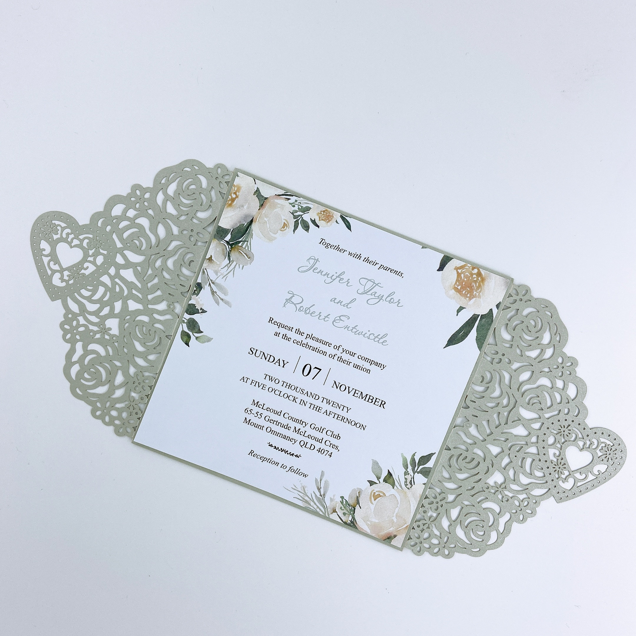 Silver Wedding Invitation With Customized Insert& Monogram | Etsy