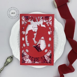 Aangepaste Rapunzel Tangled Princess Sweet 15 uitnodigen, Quinceañera uitnodiging met meisje paard Laser Pocket {Free Infinite Design Before Pay}