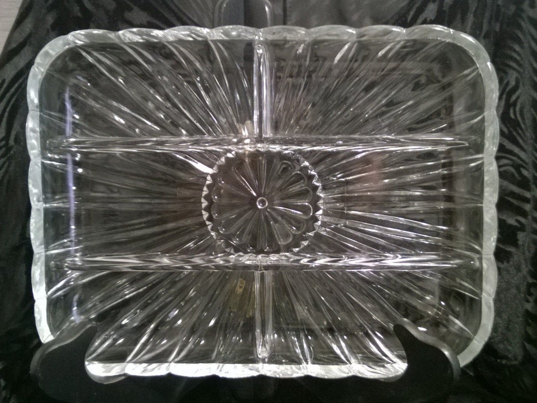 Vintage Clear Glass Divided Relish Tray 10 7/8 Long X Etsy