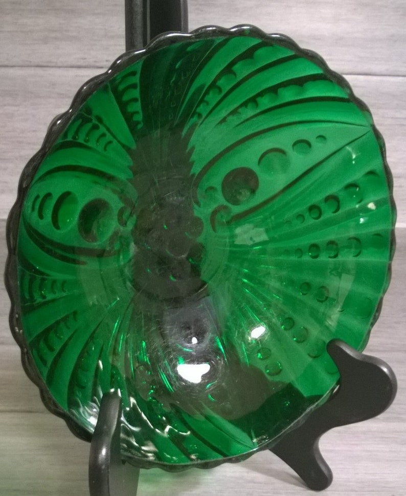 Large Dessert Bowl Burple dark Emerald Green by Anchor Etsy