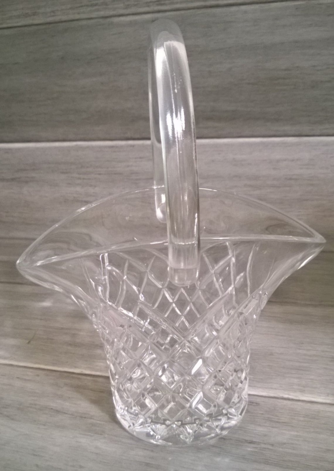 Irish 24 Lead Crystal Basket Galway Crisscross Diamond Etsy