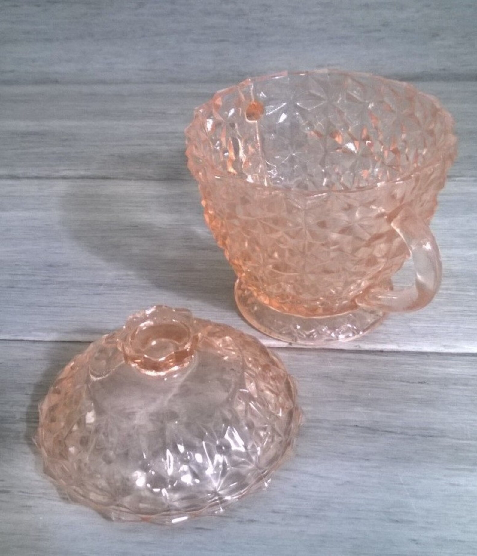 Vintage Holiday Pink Sugar bowl with Lid Ribbons and Bows Etsy