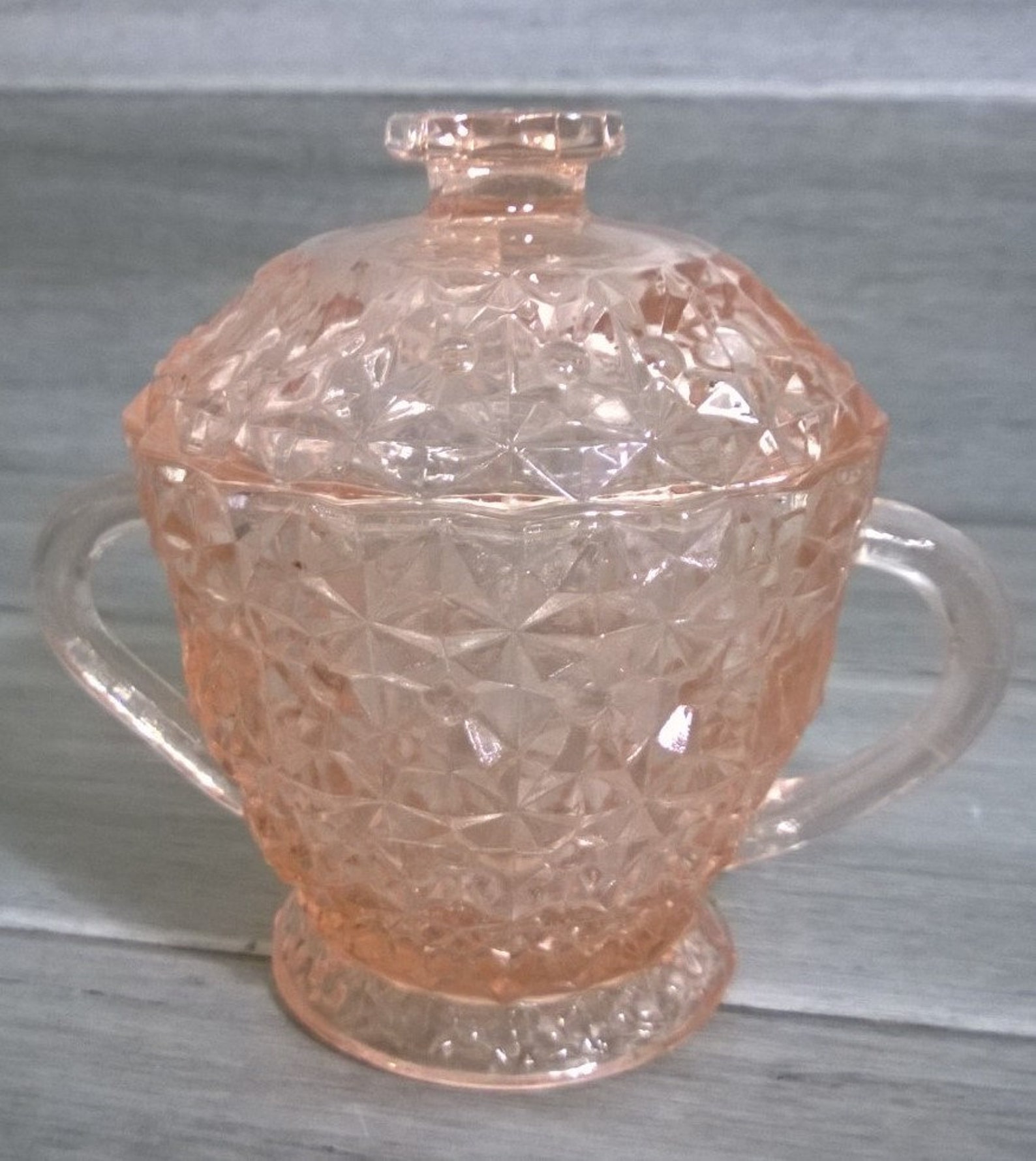 Vintage Holiday Pink Sugar bowl with Lid Ribbons and Bows Etsy