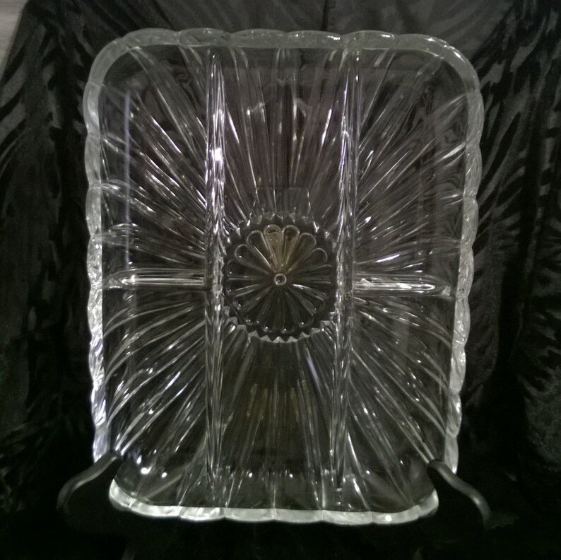 Vintage Clear Glass Divided Relish Tray 10 7/8 Long X Etsy