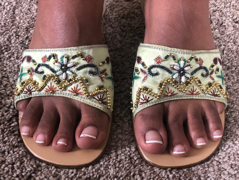 Vintage Beaded slide in heels