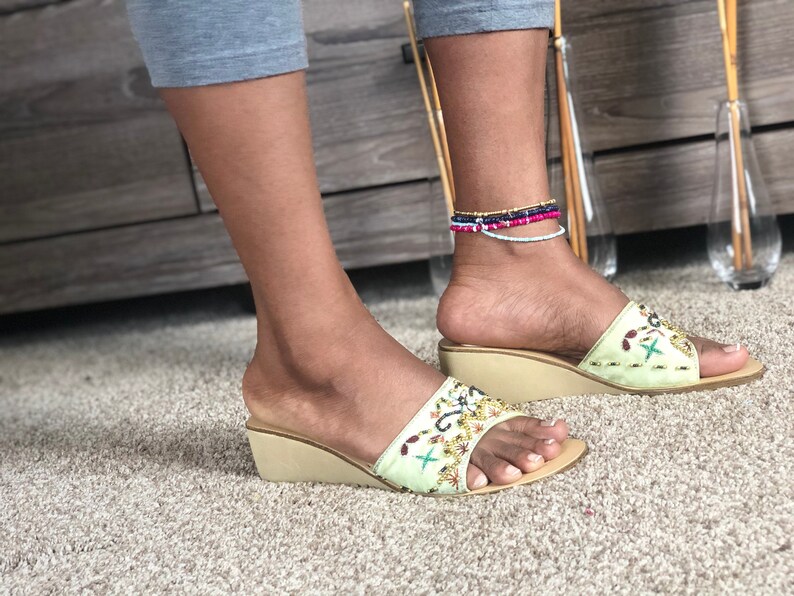 Vintage Beaded slide in heels