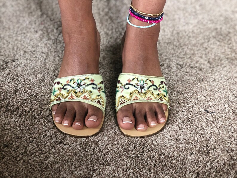 Vintage Beaded slide in heels