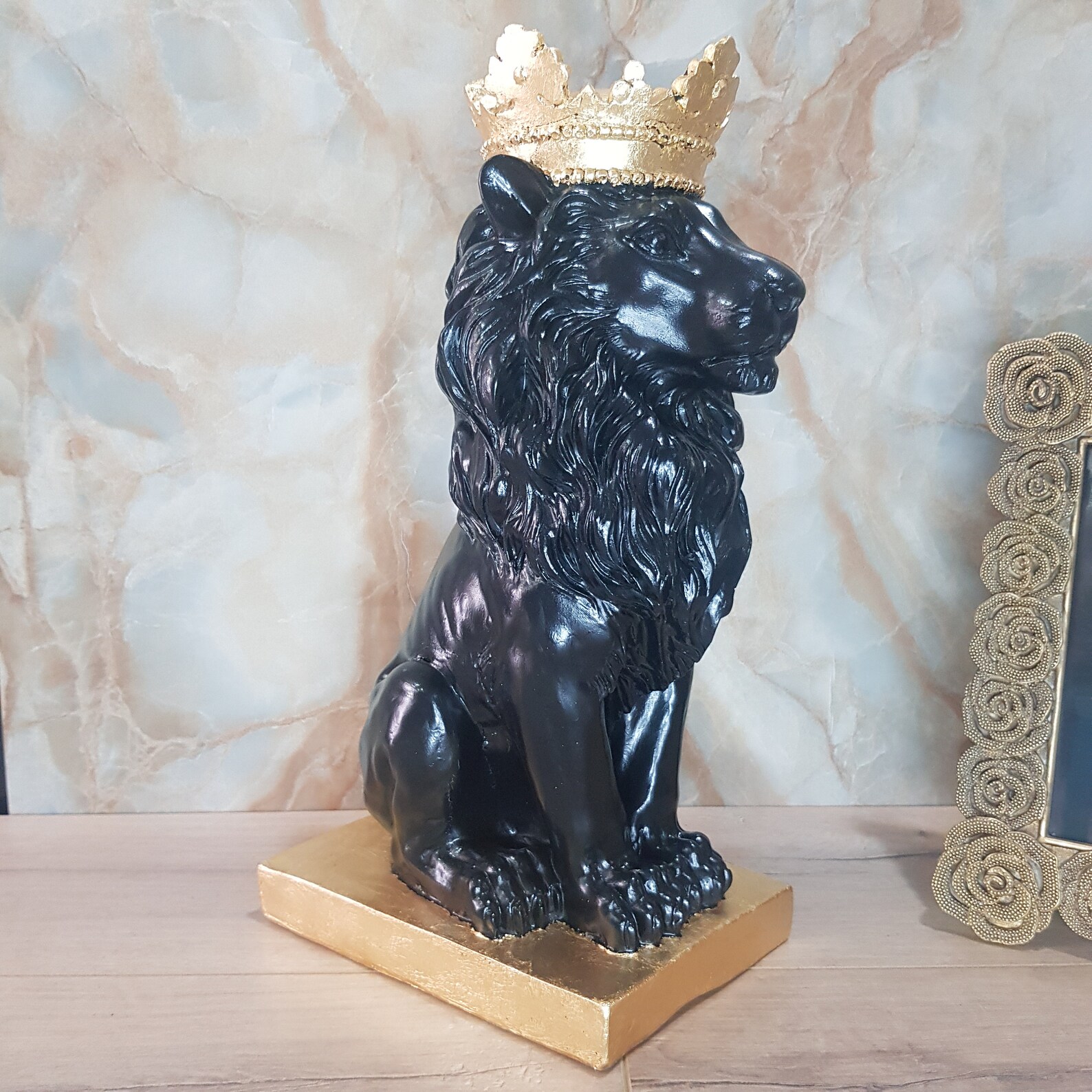 Lion Statue Gold Lion Statue Black Lion Statue Lion Statue Etsy