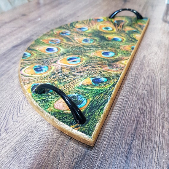 Peacock Serving Tray Wood Serving Tray Serving Tray Etsy