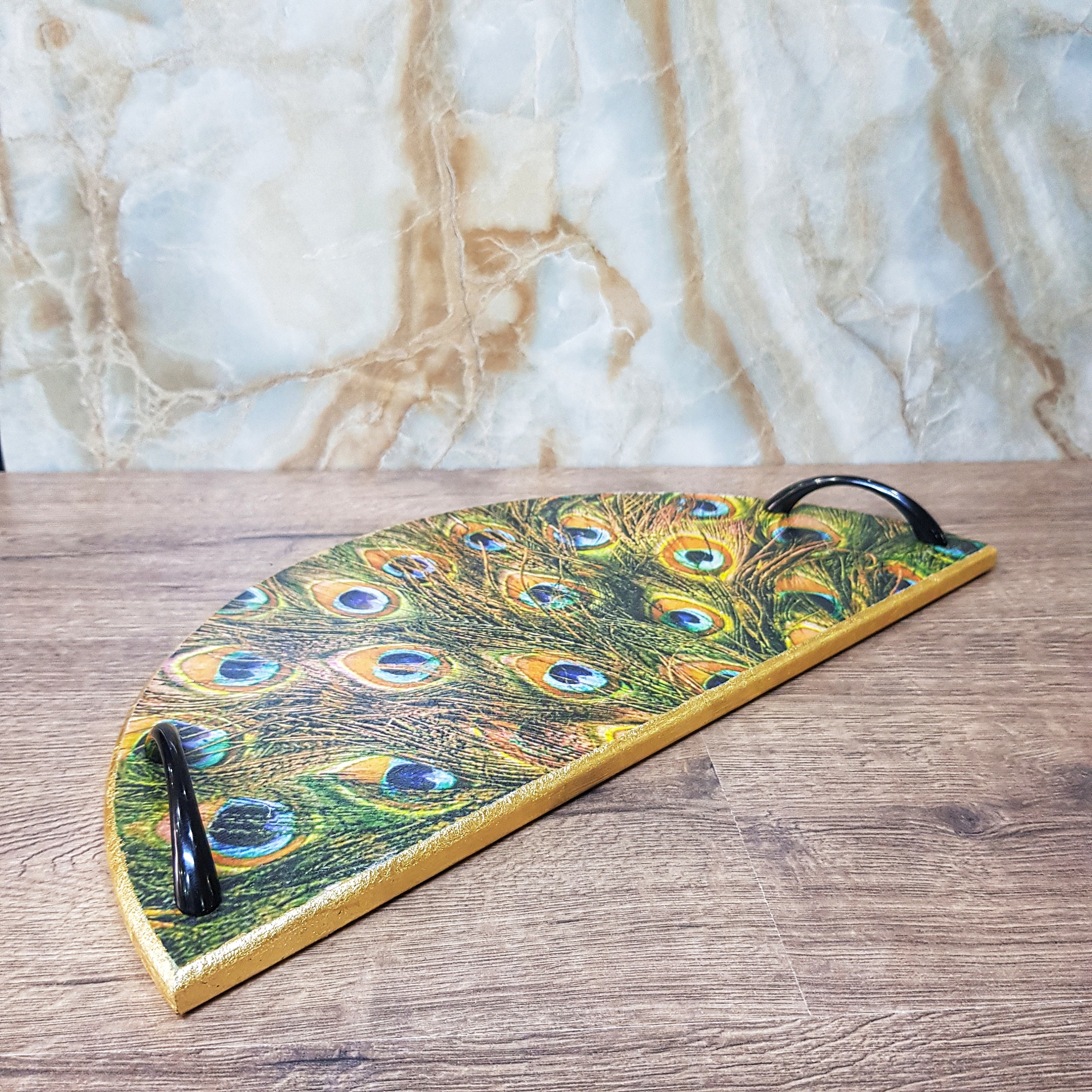 Peacock Serving Tray Wood Serving Tray Serving Tray Etsy