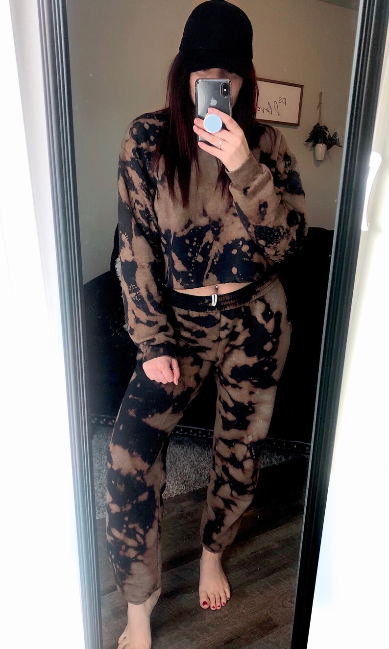Black Bleached Tie-Dye Sweats Set / Matching Loungewear | Etsy