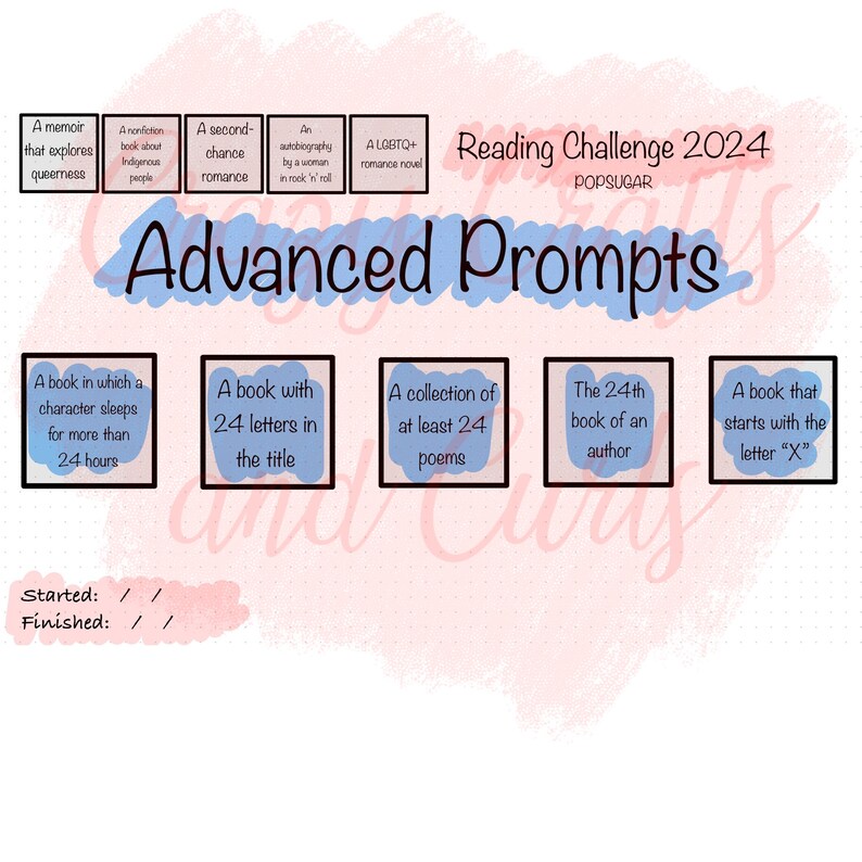 2025 Popsugar Reading Challenge PDF for Digital Reading Journals / Book