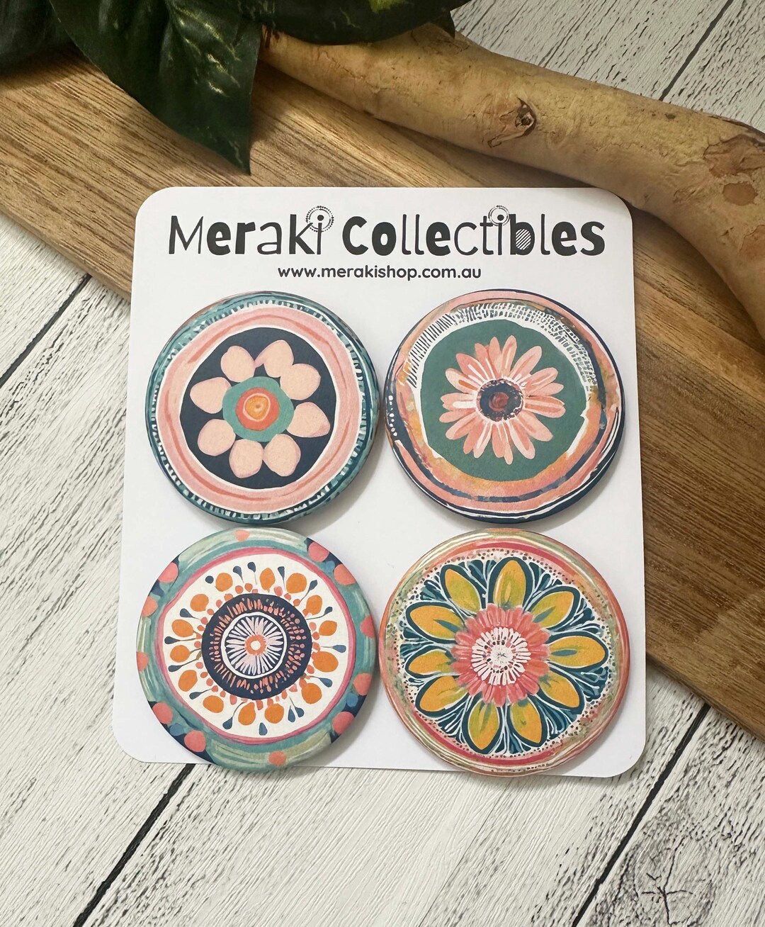 Pretty Pastel Floral Fridge Magnets - Set of Four 58mm Large Magnets - Etsy