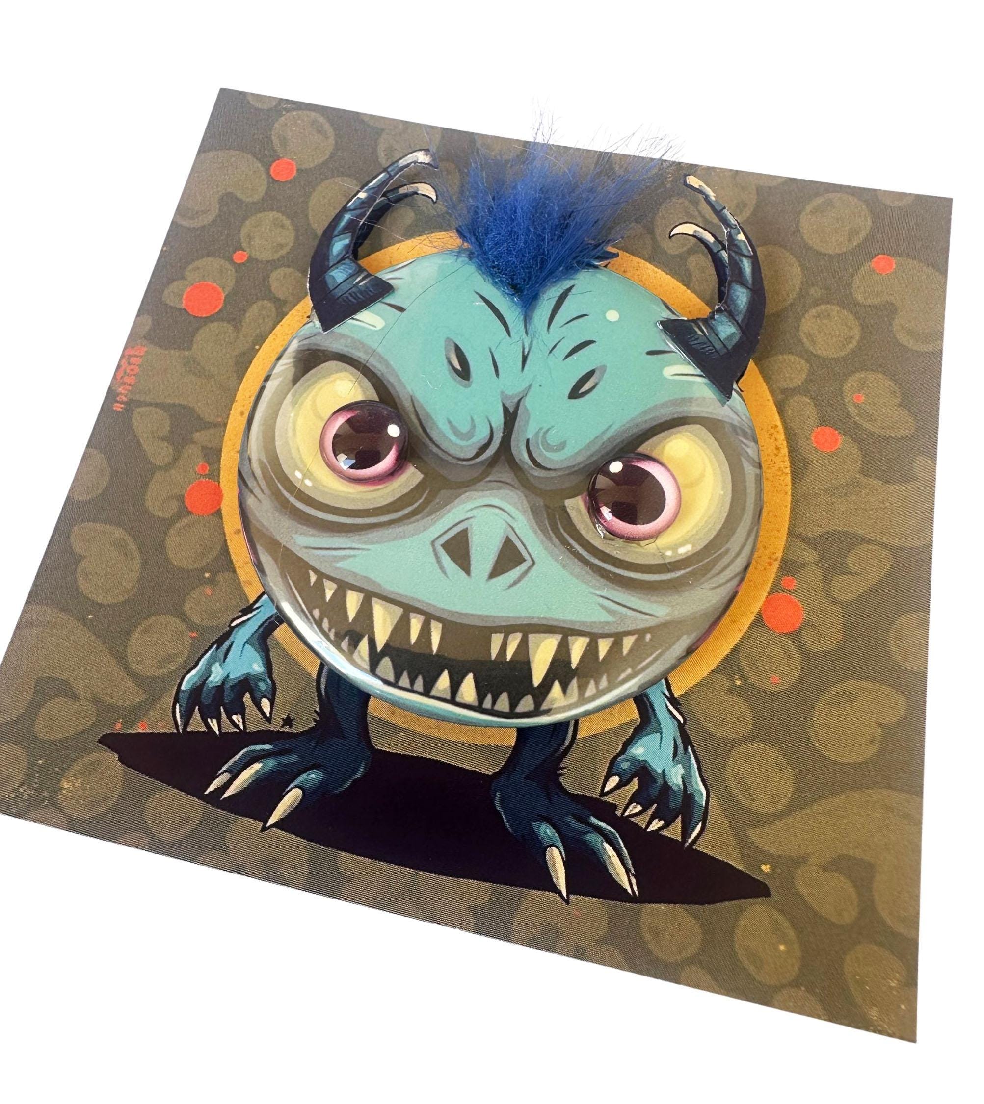 Vinnie Groanbull Monster Magnet or Badge | Quirky Creepy Character Art ...