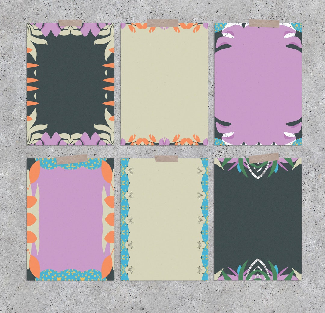 Printable Bordered Paper INSTANT DOWNLOAD Set of 6 Sweet - Etsy