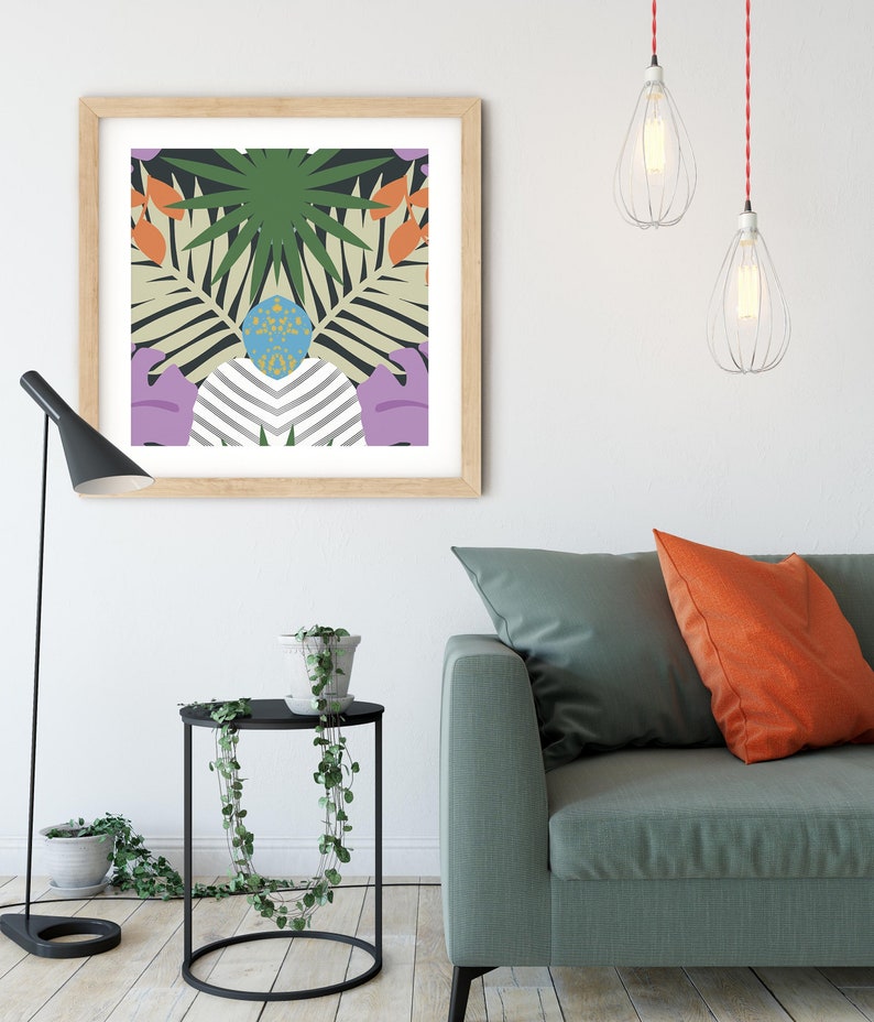 Printable wall art tropical artworks Set of 3 Art prints SQUARE Sweet Cyrene Instant Download