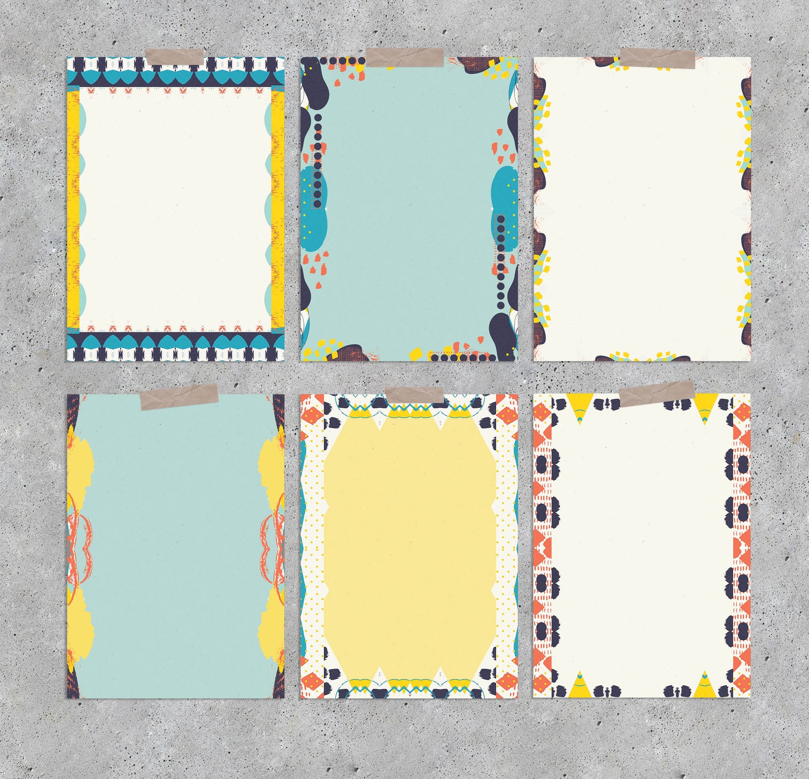 Printable Bordered Paper INSTANT DOWNLOAD Set of 6 Paper to Etsy Printable Bordered Paper INSTANT DOWNLOAD Set of 6 Paper to Etsy