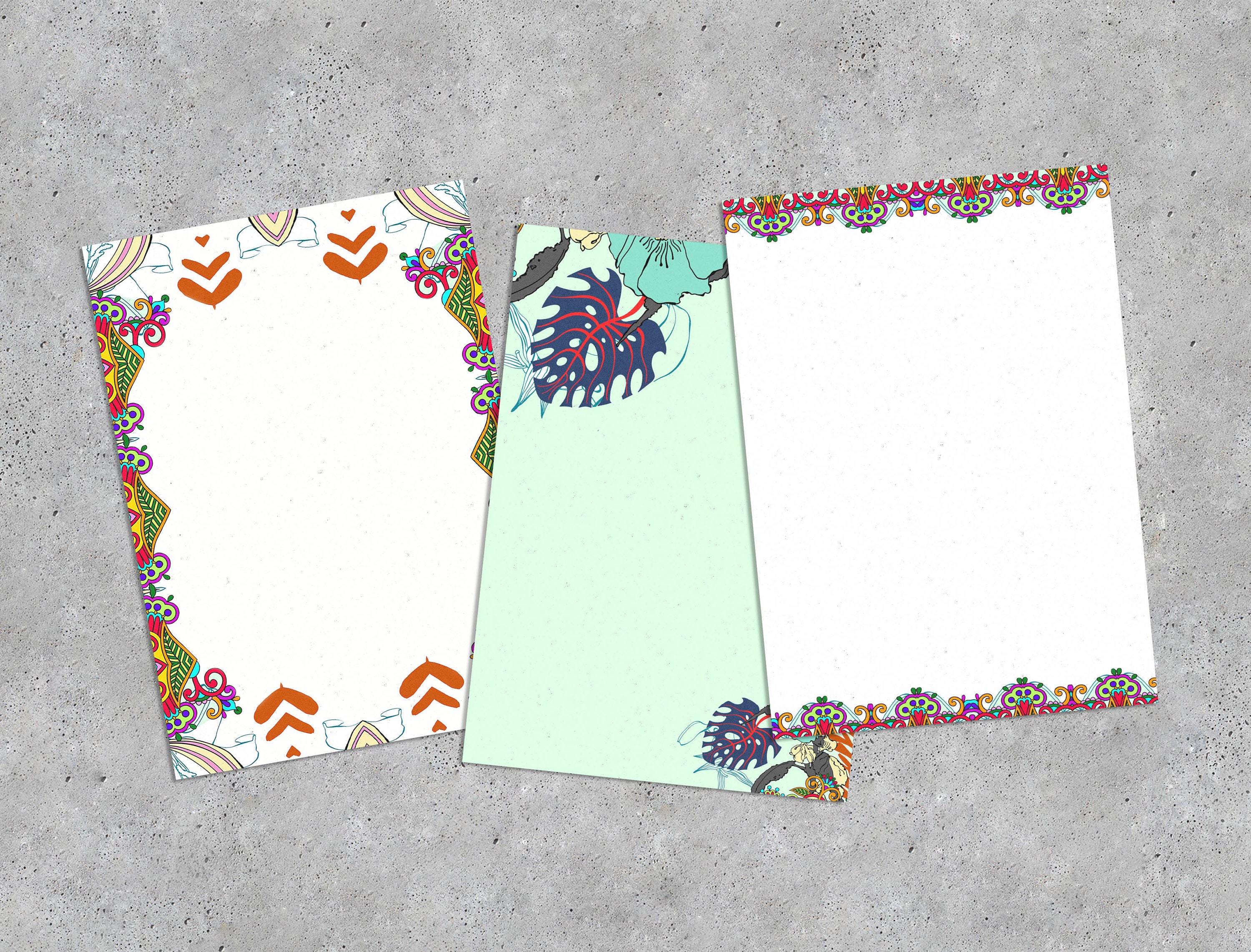 Printable bordered paper INSTANT DOWNLOAD Set of 6 paper to | Etsy