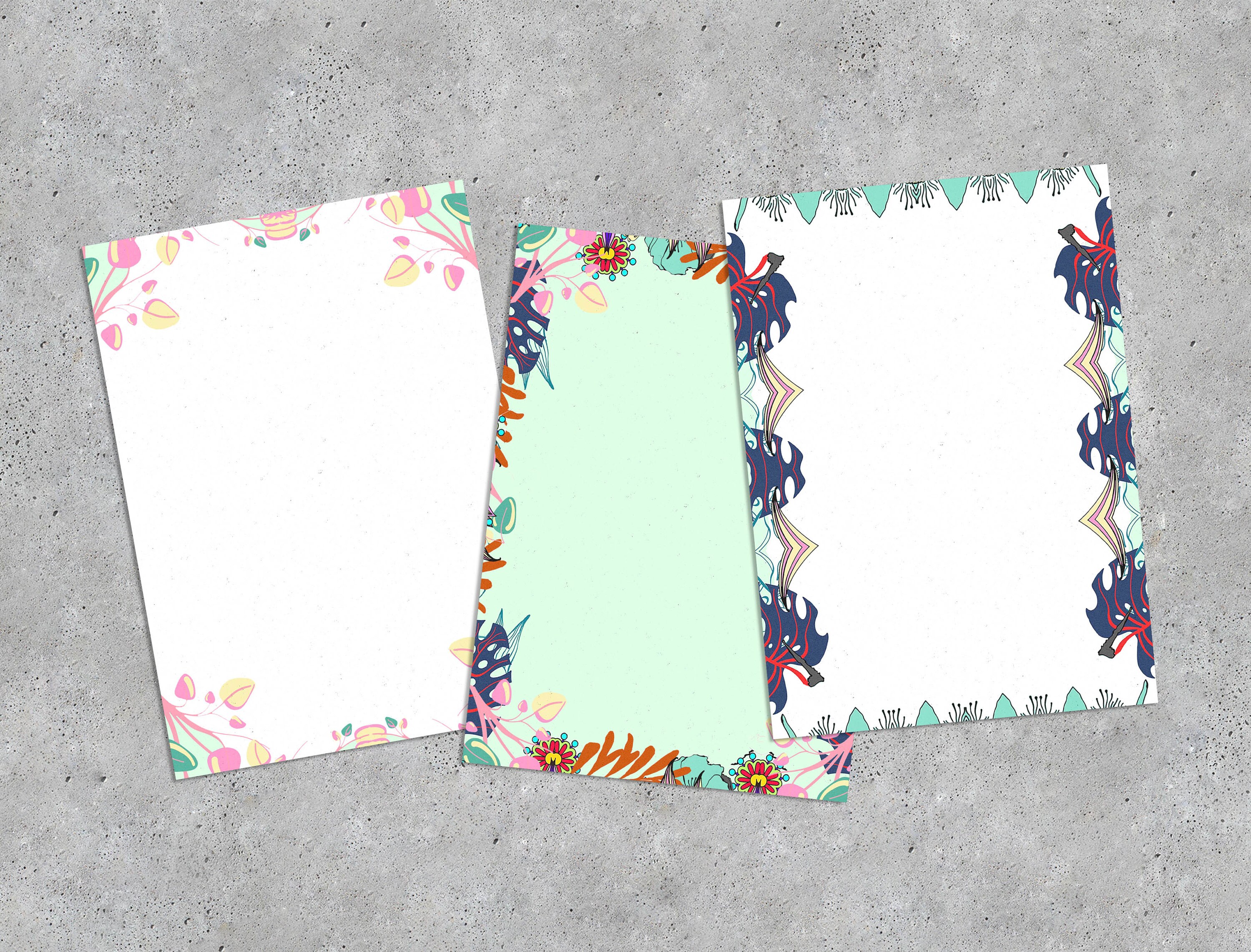 Printable Bordered Paper Instant Download Set of 6 Paper To