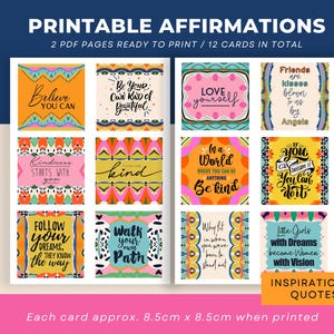 12 carte di affermazioni stampabili per adolescenti, DOWNLOAD IMMEDIATO, citazioni motivazionali, carte stampabili da 8,5 cm x 8,5 cm, Bomarie