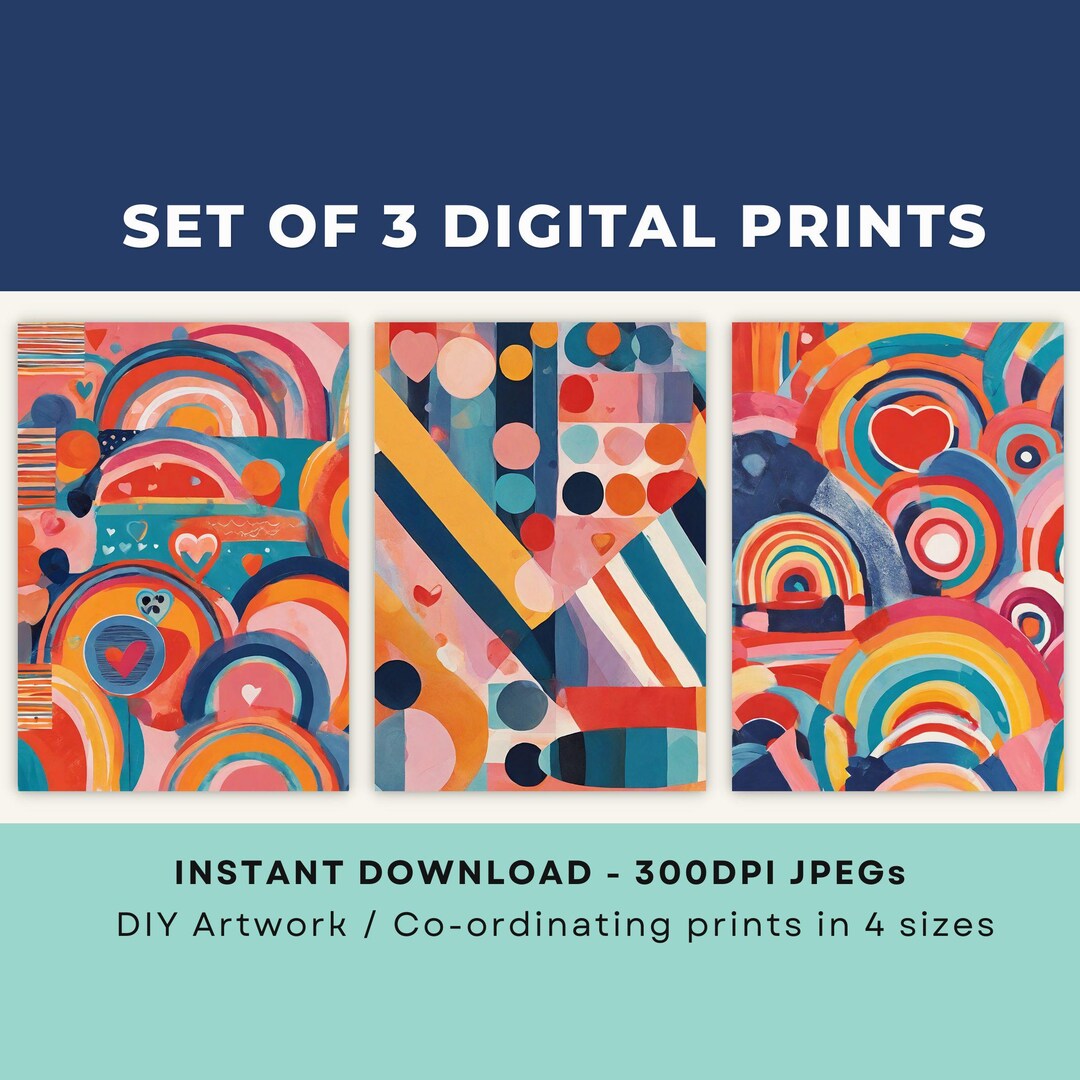 Set of 3 Art Prints INSTANT DOWNLOAD, Printable Artworks, Matching Wall ...