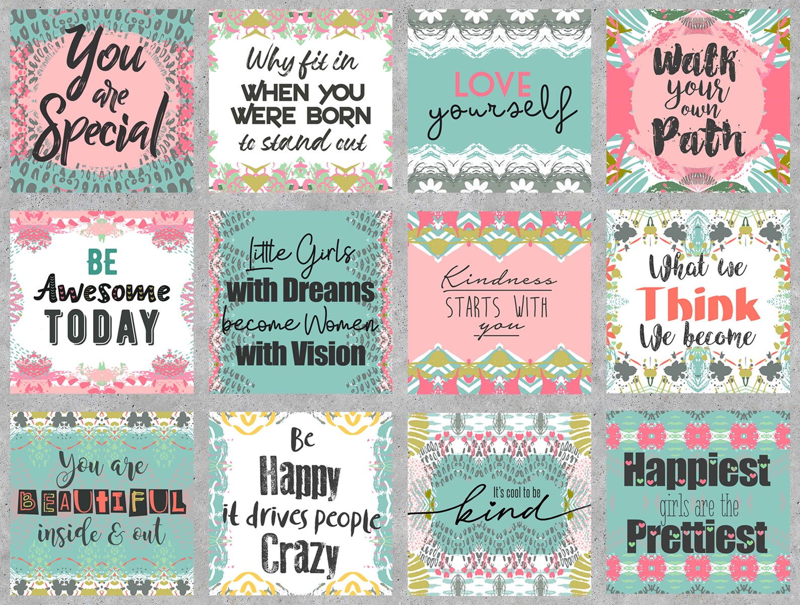 12 Printable Tween Affirmations Cards INSTANT DOWNLOAD | Etsy