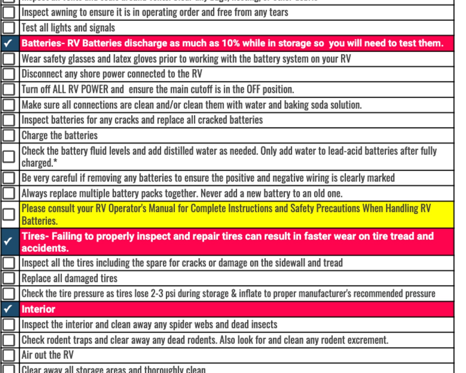 rv checklist for departure rv checklist for departure