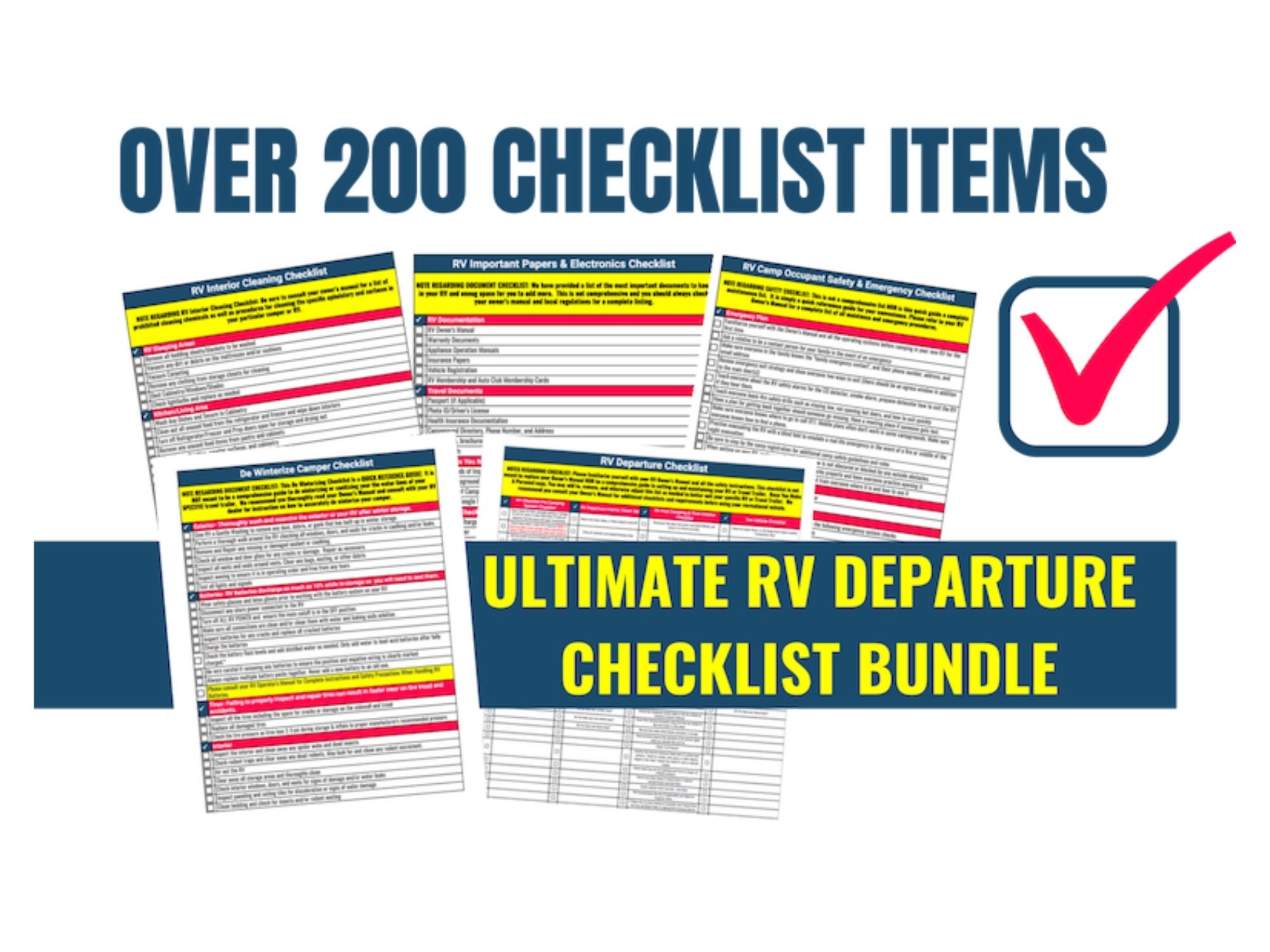 RV Checklist Spreadsheets [editable & Printable] - Etsy