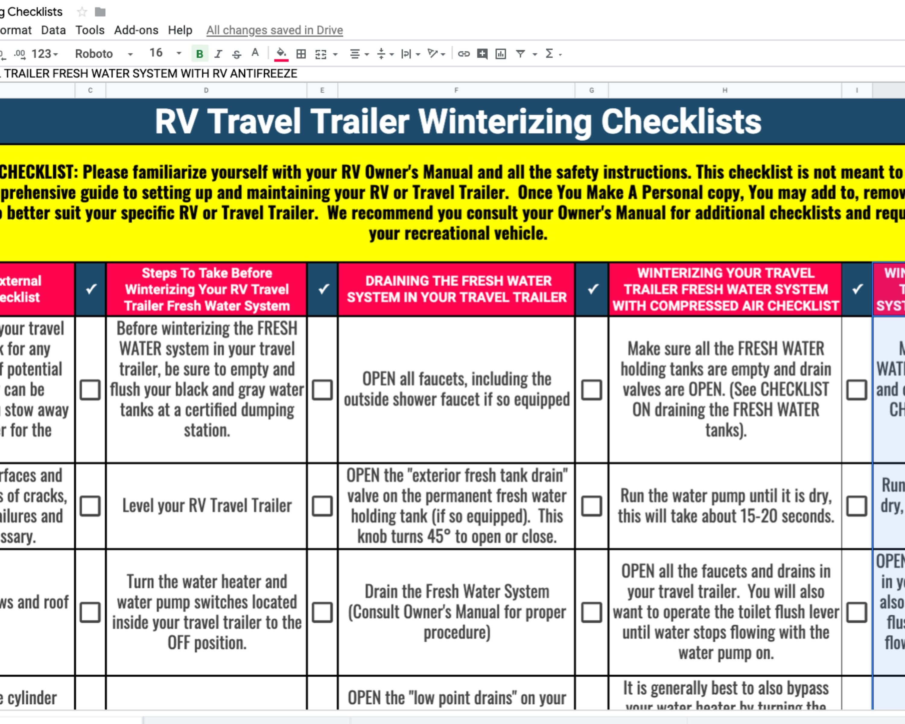 RV Winterizing Checklists™ Etsy España