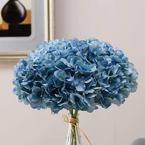 Pack of 10 Dusty Blue Artificial Flowers Hydrangea Silk Etsy