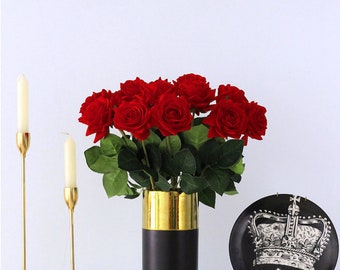 Real Touch Rose, 20pcs High Quality Artificial Rose, Rose with Stems for Wedding Home Bouquets Party Decoration -Red