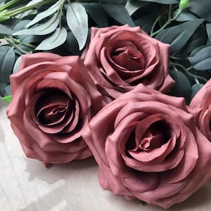 10-100pcs Artificial Flowers Dusty Rose Fake Roses for DIY Wedding Bouquets Centerpieces Arrangements Party Baby Shower