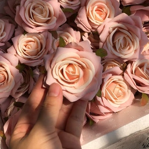 50-100pcs Mini Artificial Rose, Fake Rose, Faux Roses, High Quality Champagne Pink Artificial Roses for Wedding Home Party