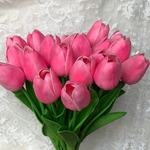 20pcs Real-Touch Artificial Pink Tulip Flowers Home Wedding Party Decor TMTH-01W10