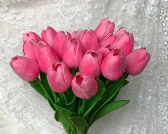 20pcs Real-Touch Artificial Pink Tulip Flowers Home Wedding Party Decor TMTH-01W10
