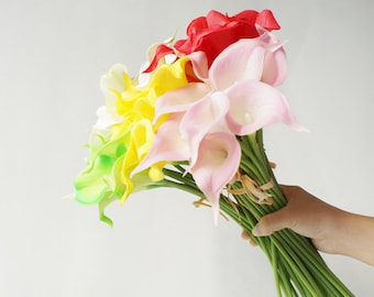 30Pcs Calla Lily Flores Falsas Ramo de Boda Toque Artificial Real Flores de Látex En Casa Decoración de la Fiesta de Bodas