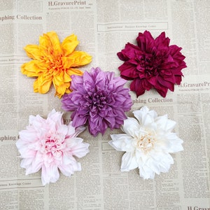 Artificial Dahila Flowers Head, Silk Flowers Head with Stems for Wedding, Centerpieces Floral Arrangements Decorations