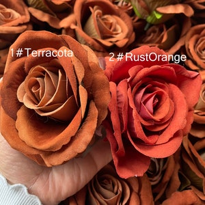 10pcs Terracota Rose Head, Velvet Burnt Orange Flowers Head, Fall Wedding Flowers, Artificial Rose Heads , 9cm Flower Head, Faux Flowers