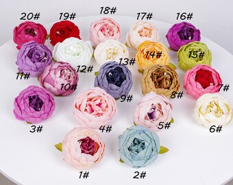 Vintage Silk Peony Flower Heads, Wedding Decoration, Shabby Chic Flowers