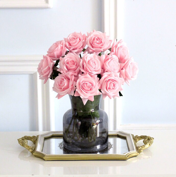Silk Flower Roses 20pcs Light Pink Real Touch Artificial Roses Etsy