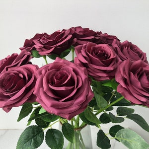 ZimtRose Seidenblüte Rosen 10Stk Kunstrosen Langer Stiel für Herbst Hochzeit Brautsträuße Centerpieces Dekoration