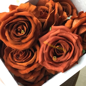 10-100pcs Rust Orange Roses Model B Burnt Orange Rose Head for DIY Wedding Bouquets Centerpieces Bridal Shower Party
