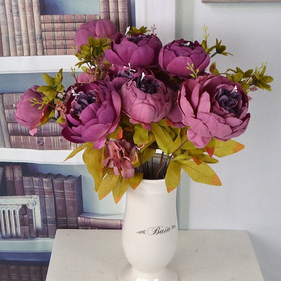 Vintage Artificial Peony Silk Flowers Bouquet Home Wedding Decoration  1bunch 