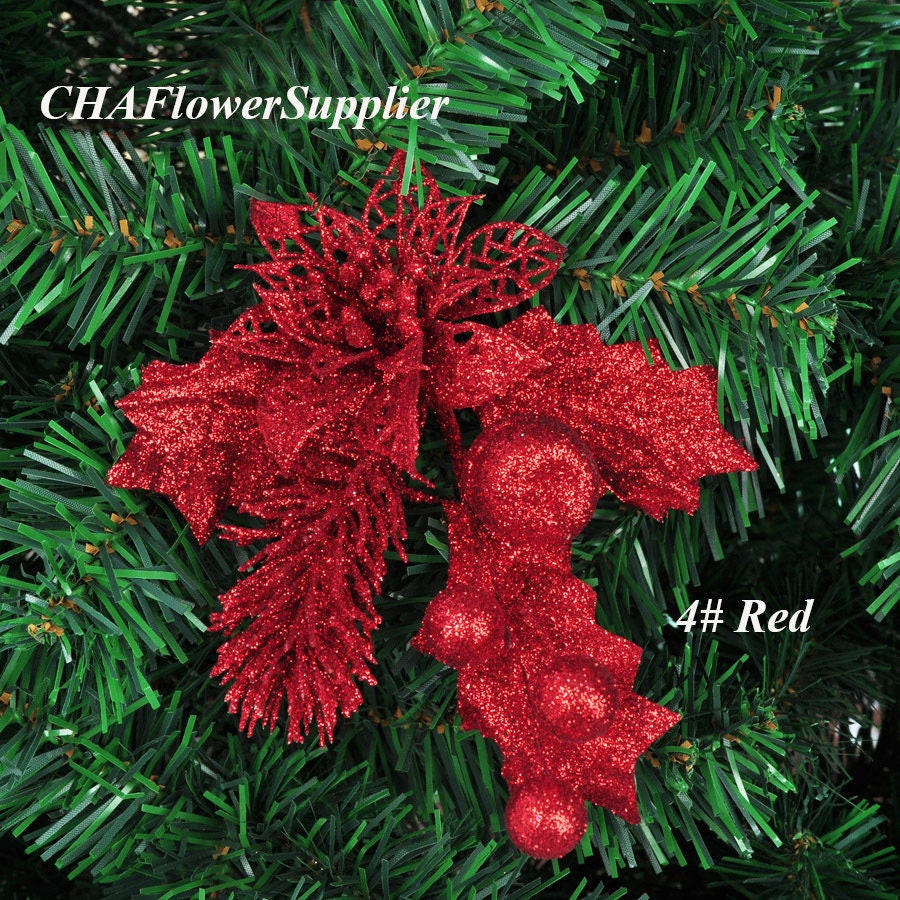 4pcs Artificial Christmas Stems 23cm Gold Powder Flowers Stems Etsy